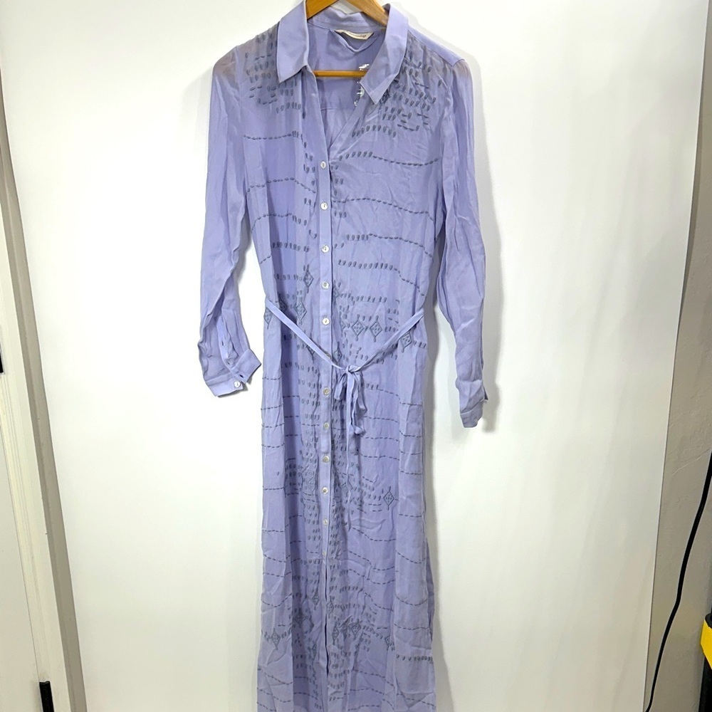 Soft Surroundings Mallorca dress blue mist embroidered sheer size medium. NWT.